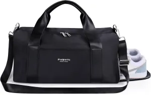 Gym Bag for Men and Women with Shoe Compartment & Wet Pocket - Duffle Bag for Travel Sports Fitness Workout Athletic, 19“-Medium, Black