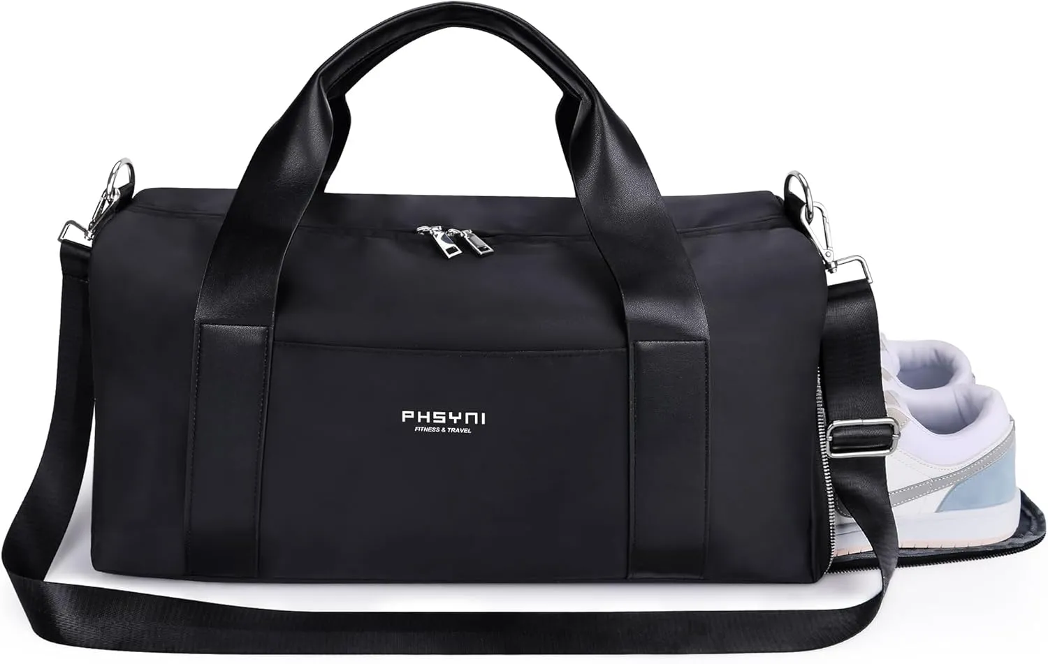 Gym Bag for Men and Women with Shoe Compartment & Wet Pocket - Duffle Bag for Travel Sports Fitness Workout Athletic, 19“-Medium, Black