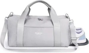 Gym Bag for Men and Women with Shoe Compartment & Wet Pocket - Duffle Bag for Travel Sports Fitness Workout Athletic, 19" Medium, Neutral Grey