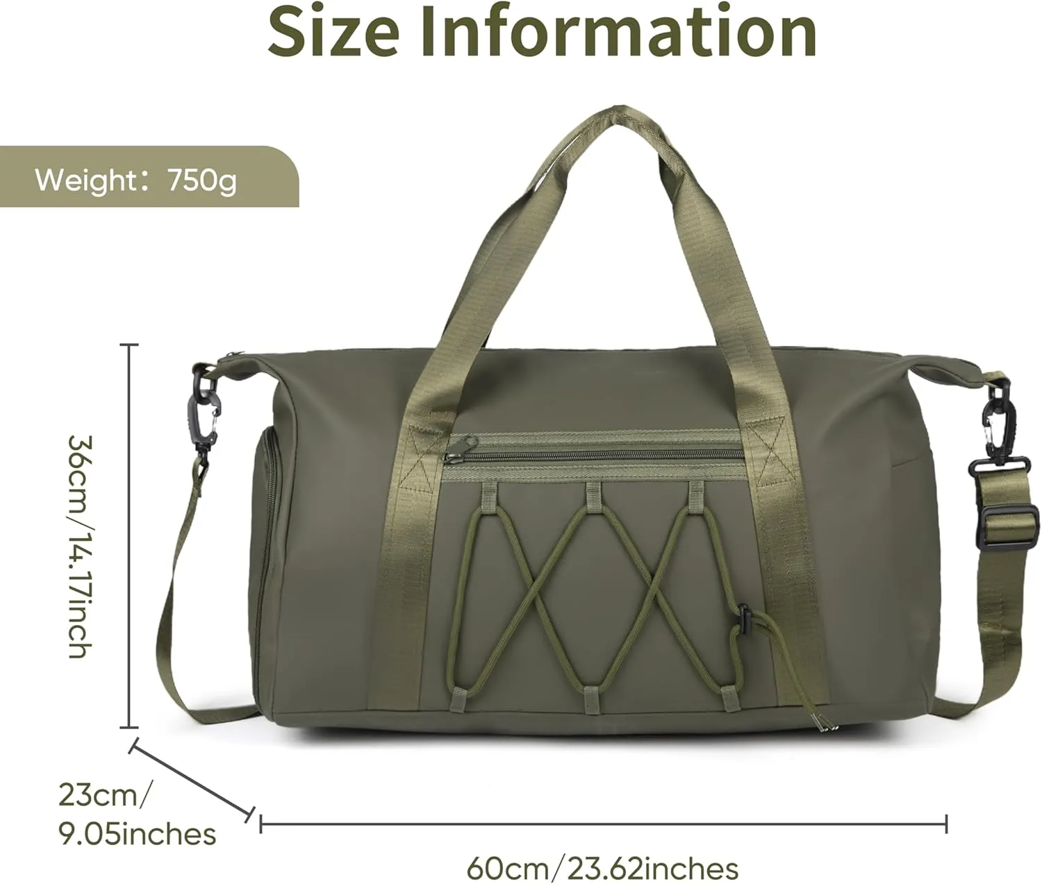 Gym Bag for Women, Travel Duffel Bag with Shoes Compartment & Dry Wet Separated Pocket, Water Resistant Sports Gym Tote Bag Overnight Bag Weekender Bag Training Handbag Yoga Bag - Olive Green