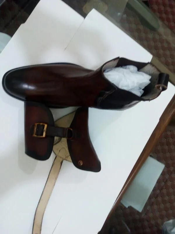 Handmade Black Leather Biker Chelsea Boots for Men