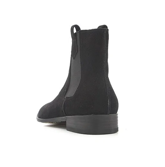 Handmade Black Suede Chelsea Boots for Men