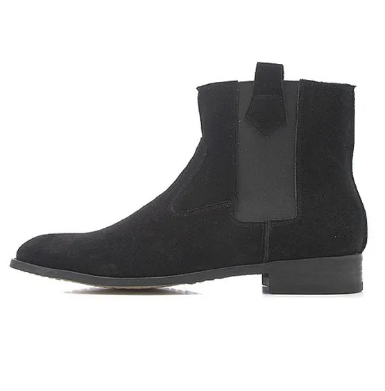 Handmade Black Suede Chelsea Boots for Men