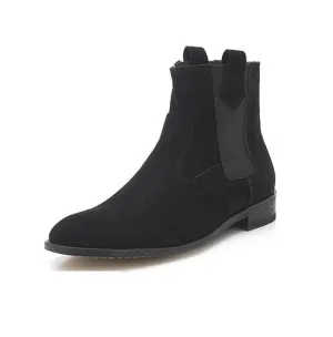 Handmade Black Suede Chelsea Boots for Men