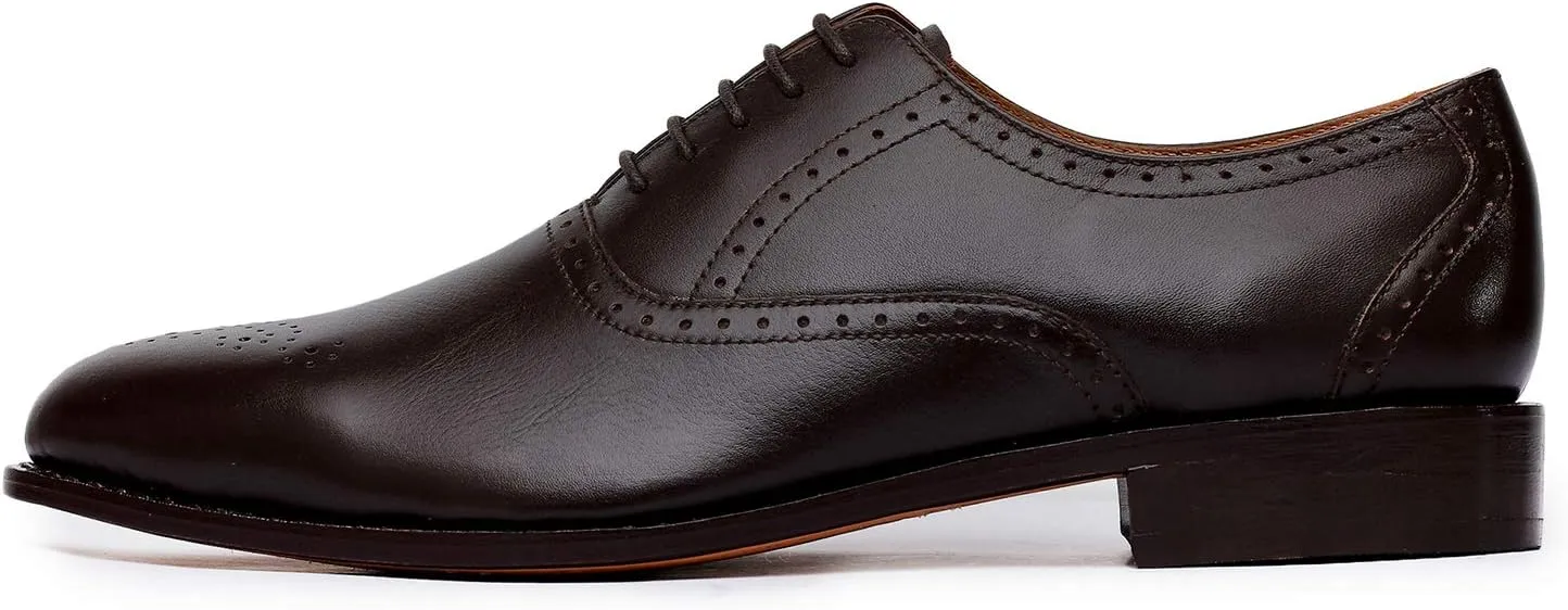 Handmade Brogue Oxford Goodyear Welted Genuine Leather Lace up Dress Shoes