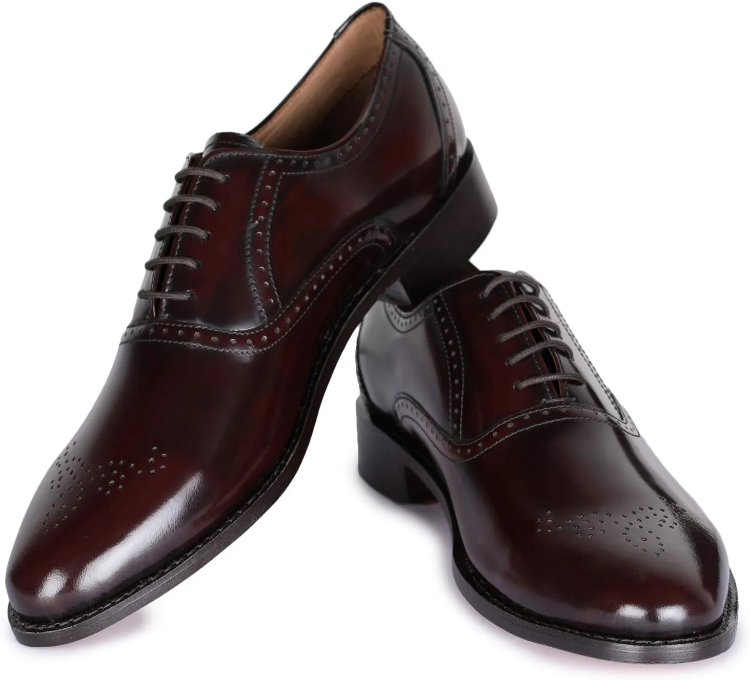 Handmade Brogue Oxford Goodyear Welted Genuine Leather Lace up Dress Shoes