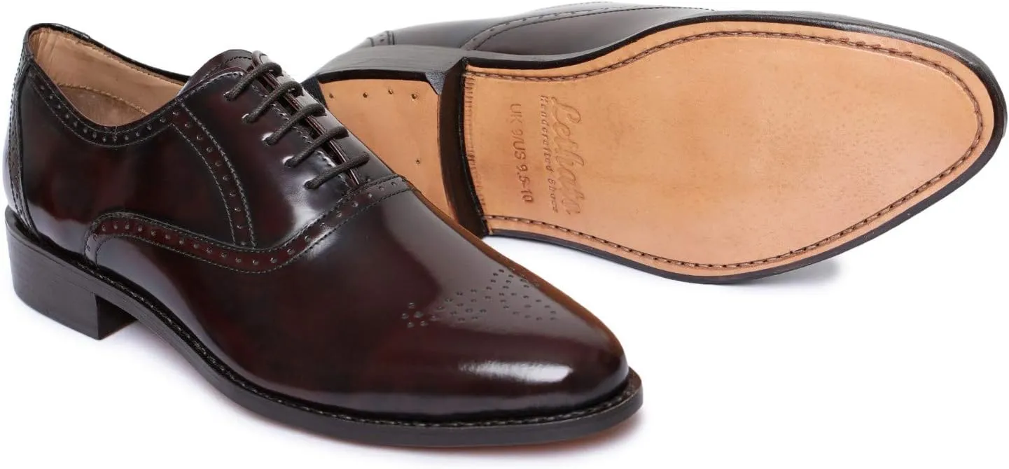 Handmade Brogue Oxford Goodyear Welted Genuine Leather Lace up Dress Shoes