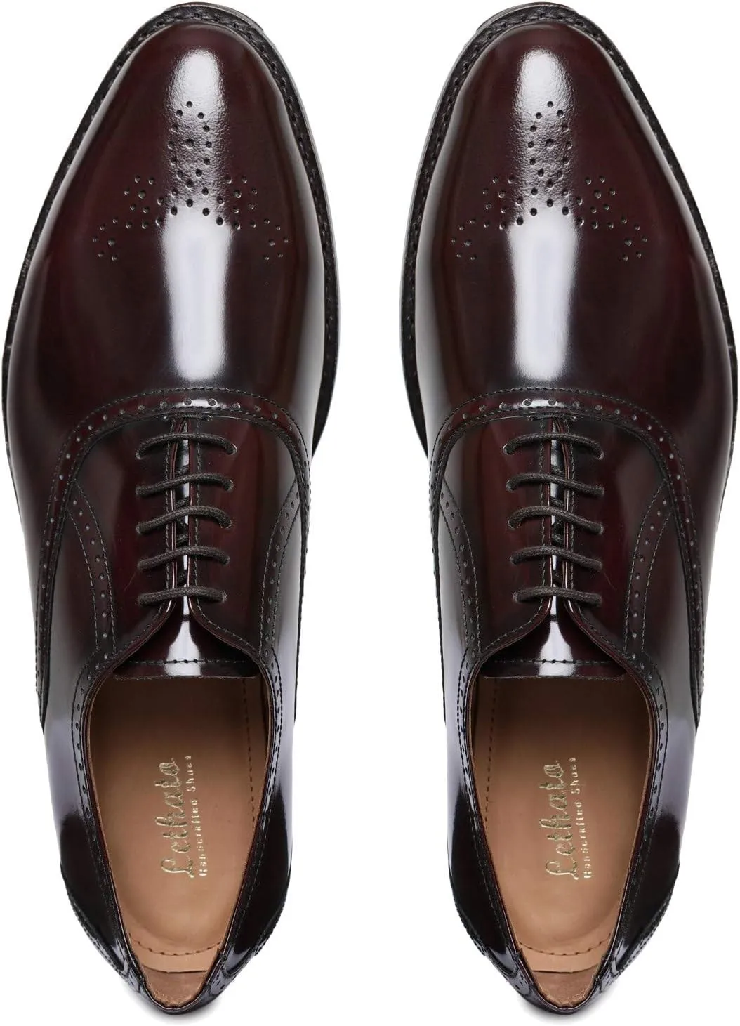 Handmade Brogue Oxford Goodyear Welted Genuine Leather Lace up Dress Shoes