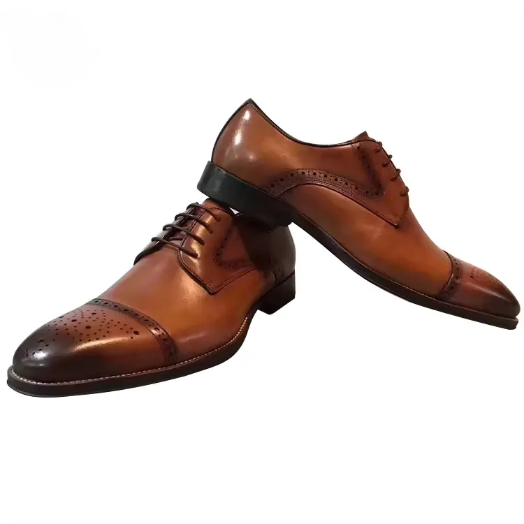 Handmade Full Grain Leather Brogue Dress Shoes