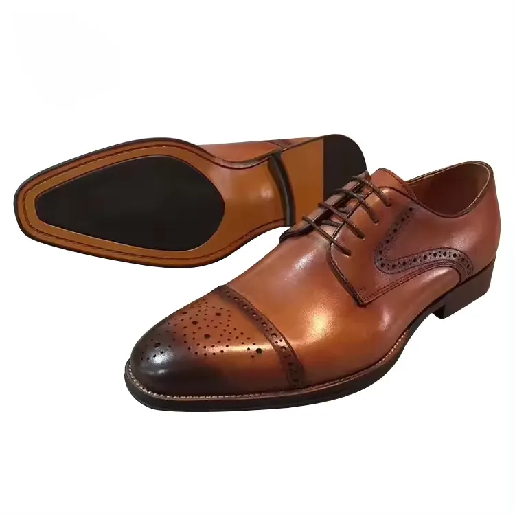 Handmade Full Grain Leather Brogue Dress Shoes