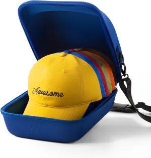Hard Hat Travel Case – Storage for Baseball Caps with Carrying Handle and Adjustable Shoulder Strap, Hat Organizer Protects up to 6 Hats, for Travel and Home Storage (Blue)