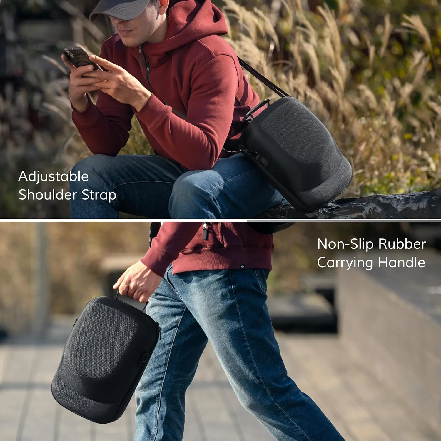 Hard Hat Travel Case – Storage for Baseball Caps with Carrying Handle and Adjustable Shoulder Strap, Hat Organizer Protects up to 6 Hats, for Travel and Home Storage (Grey)