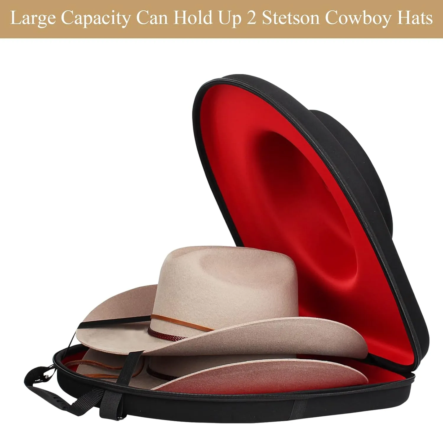 Hat Box for Travel-Crush Proof Hat Travel Case for Cowboy Hats Holder Storage Box Organizer Cap Carrier with Adjustable Carry Strap