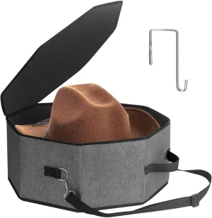 Hat Storage Box for Women and Men, Hat Box for Travel and Storage, Collapsible Hat Case Cowboy Cap Hat Organizer for Closet with Handles, Hat Bag Hat Case (Black)