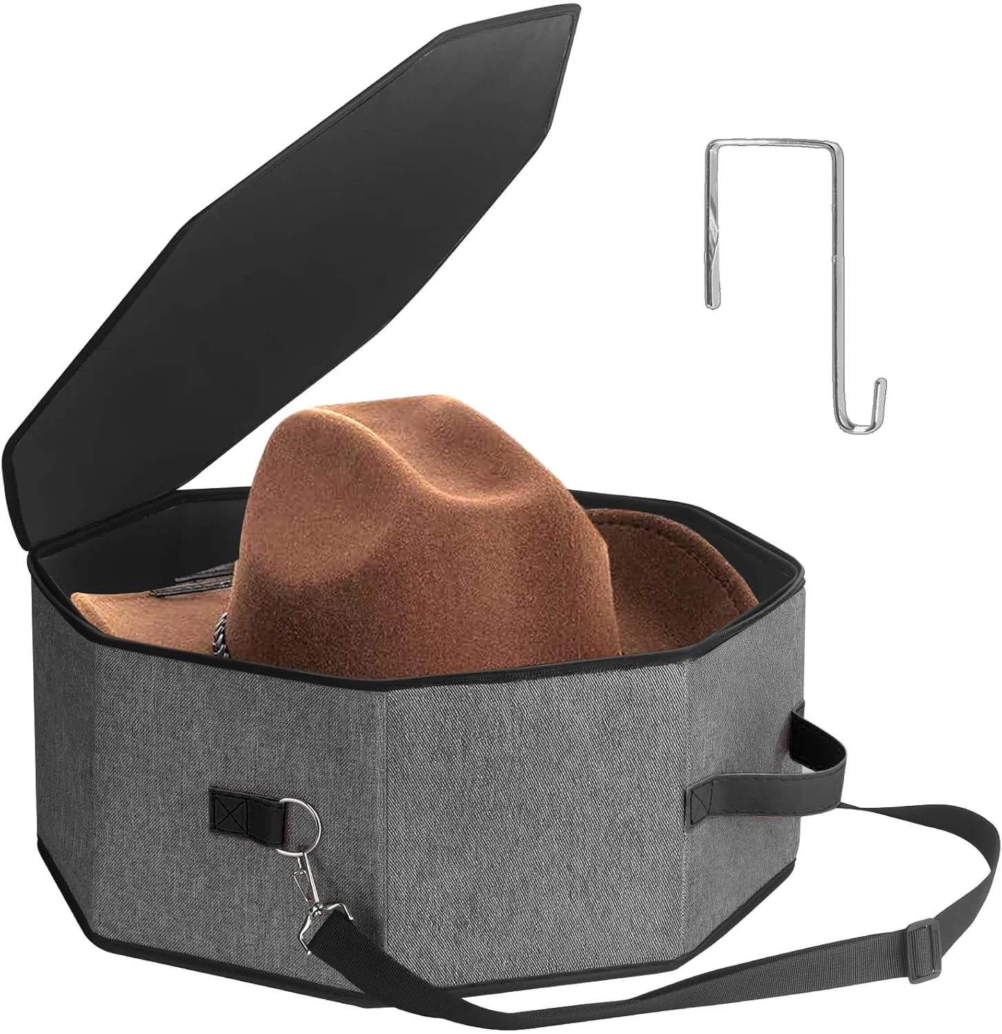 Hat Storage Box for Women and Men, Hat Box for Travel and Storage, Collapsible Hat Case Cowboy Cap Hat Organizer for Closet with Handles, Hat Bag Hat Case (Black)