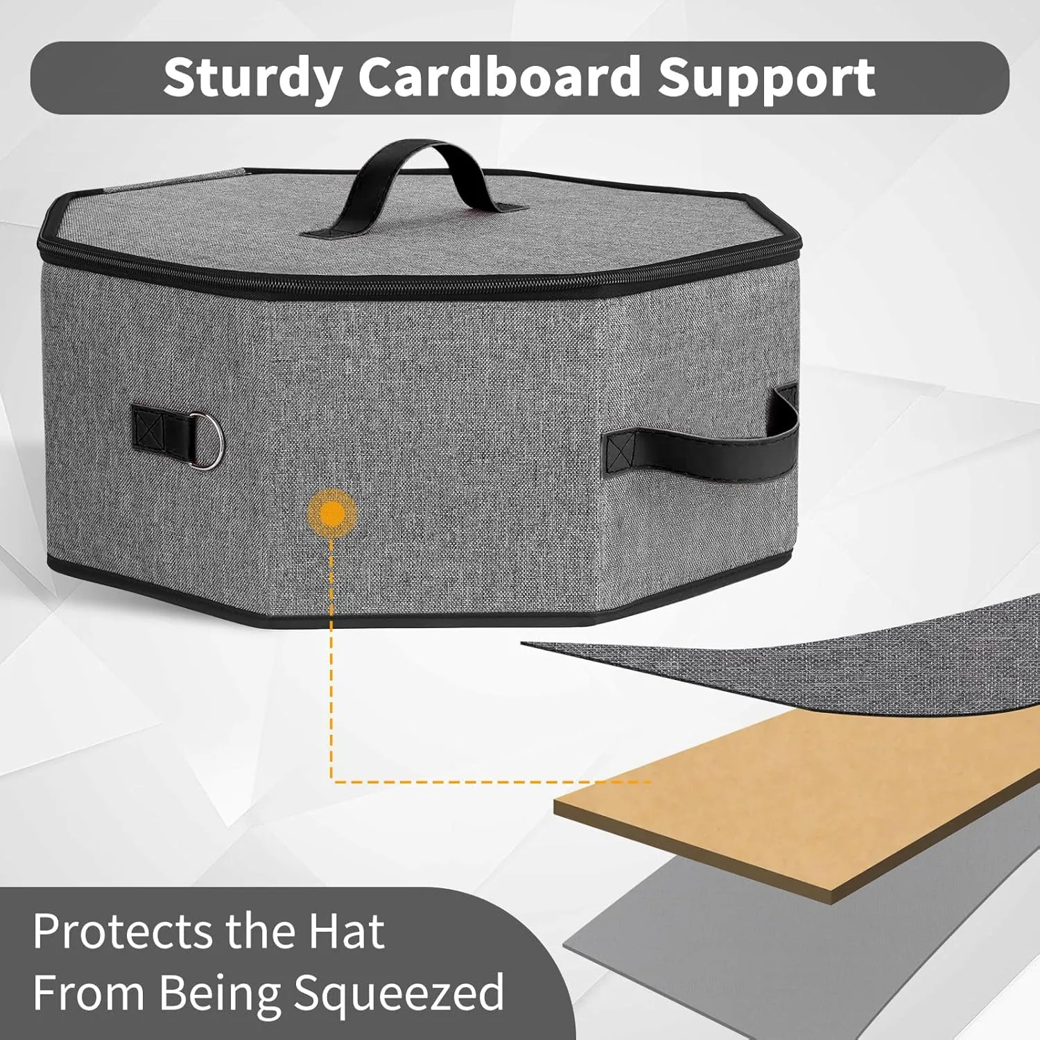 Hat Storage Box for Women and Men, Hat Box for Travel and Storage, Collapsible Hat Case Cowboy Cap Hat Organizer for Closet with Handles, Hat Bag Hat Case (Black)