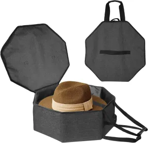 Hat Storage Box for Women and Men, Hat Storage bag for Travel Collapsible, Cowboy Hat Case with Handle, Hat Organizer Container Large Cap Bag for Carry (Dark Grey)