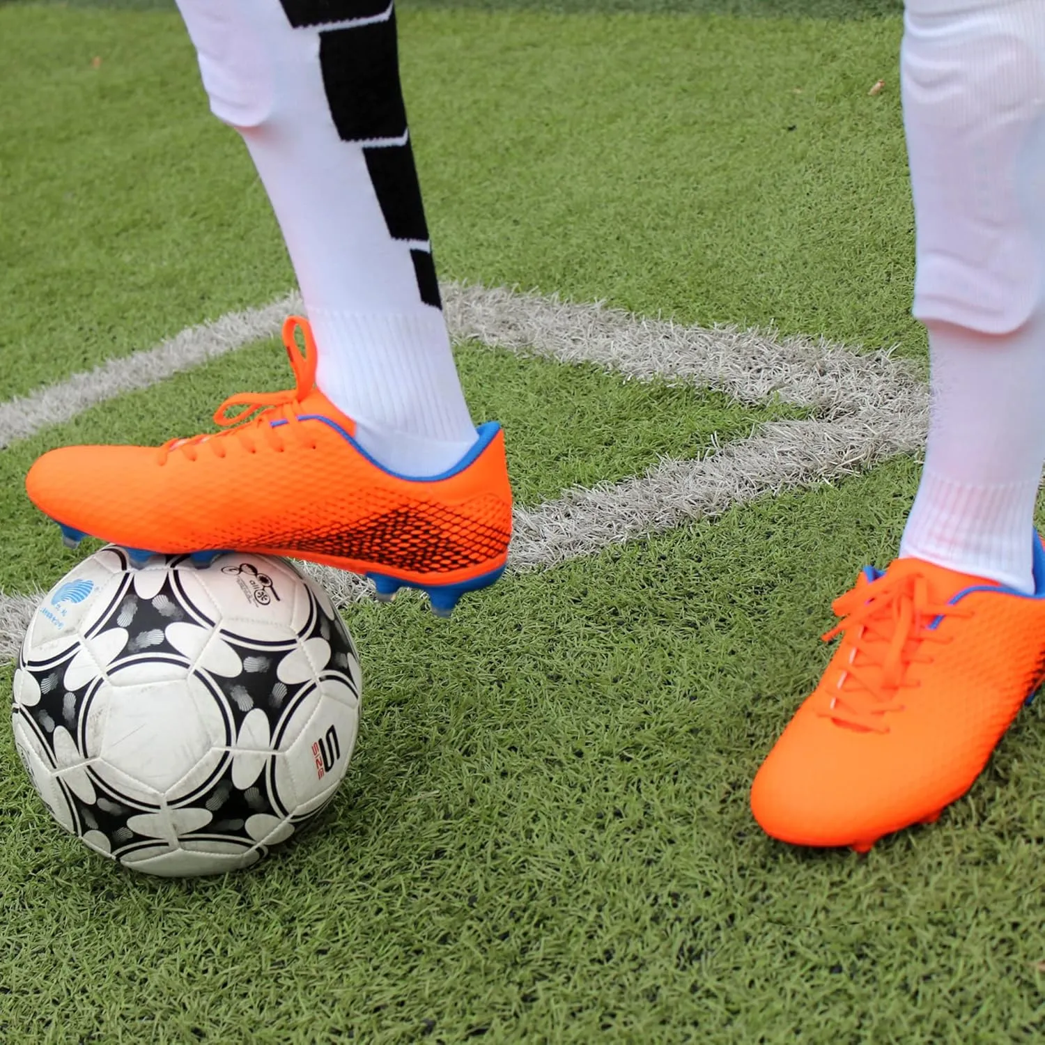 Hawkwell Men's Athletic Soccer Shoes Big Kids Youth Outdoor Training Firm Ground Soccer Cleats