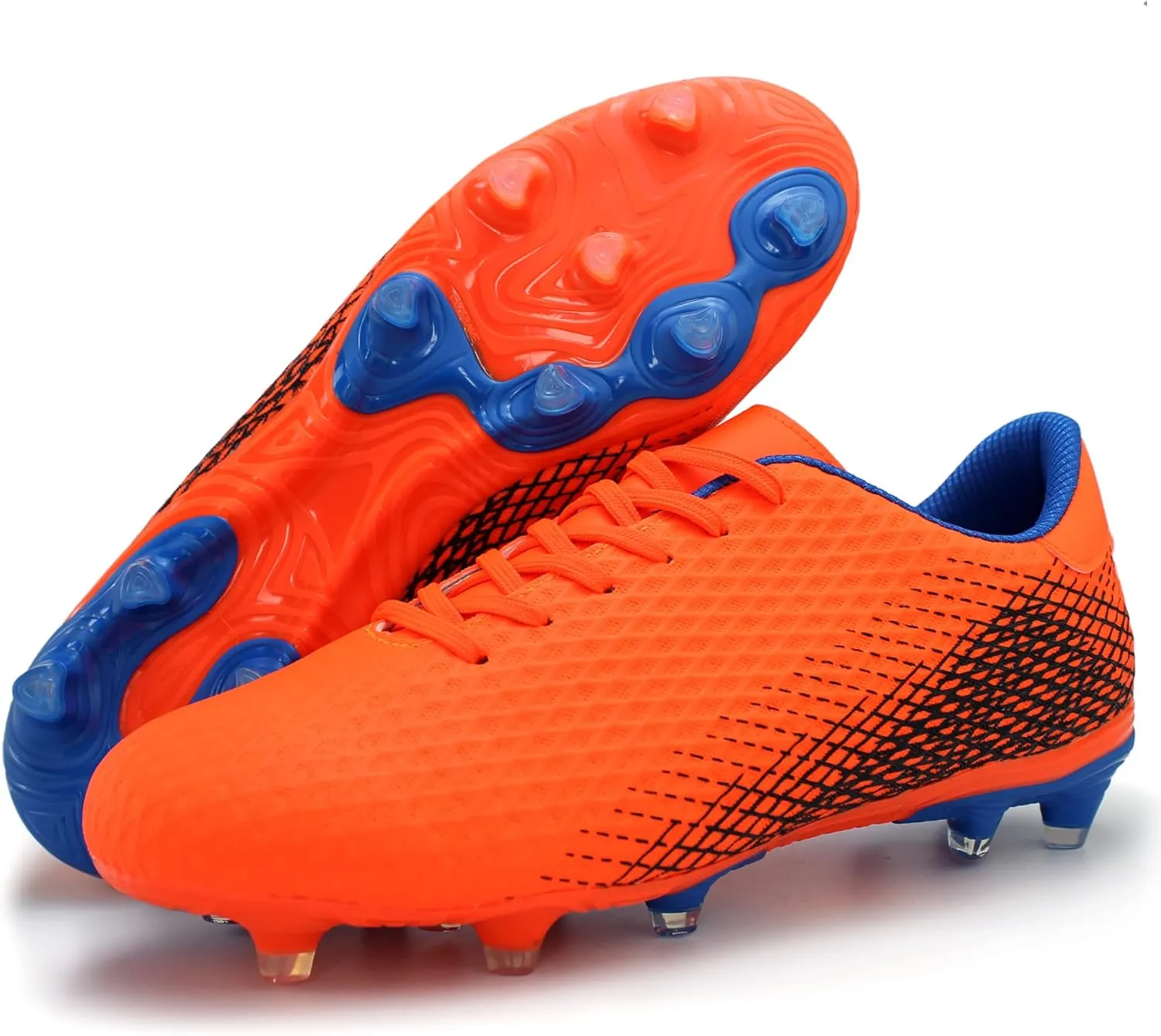 Hawkwell Men's Athletic Soccer Shoes Big Kids Youth Outdoor Training Firm Ground Soccer Cleats