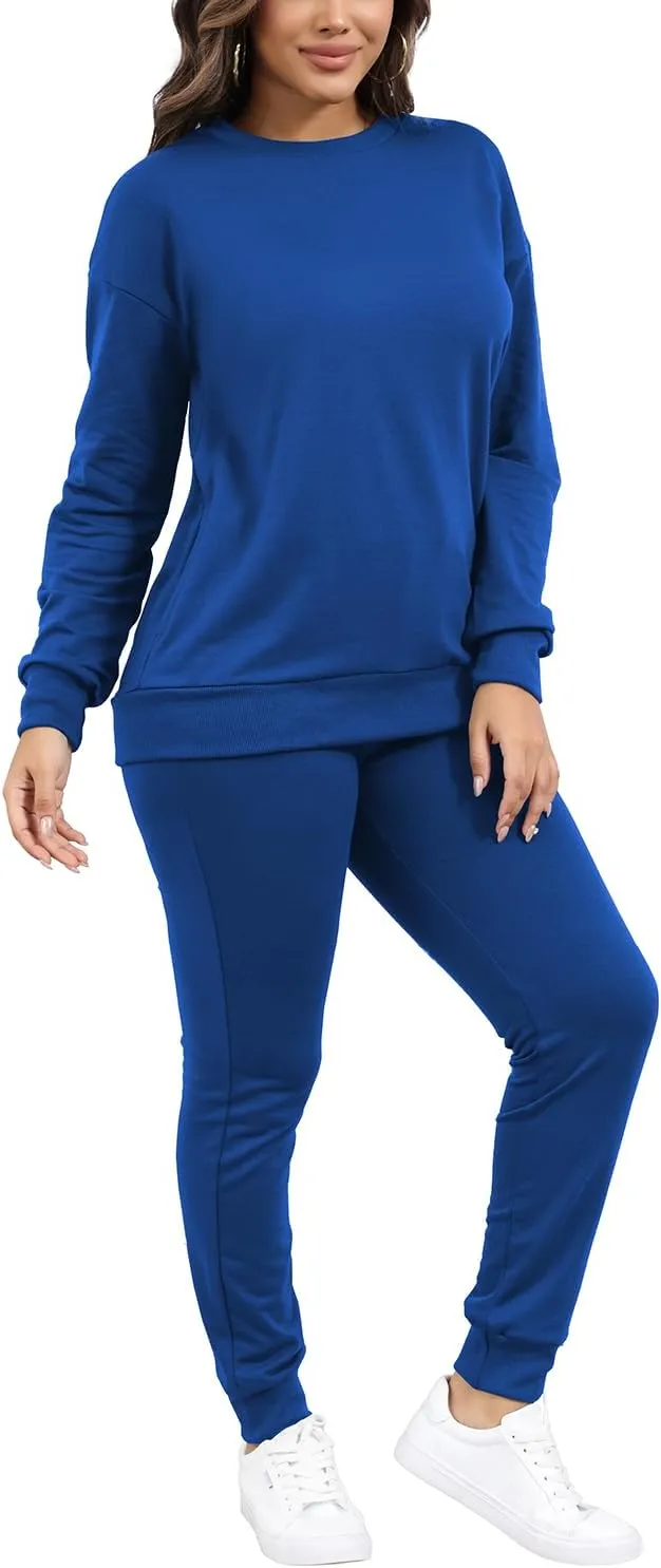 HBQ Two Piece Outfits For Women Casual Long Sleeve Sweatsuits Jogger Tracksuits Lounge Sets With Pockets