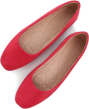 Hee grand Classic Solid Square Toe Ballet Flats for Women Comfort Casual Flats Lightweight Slip on Loafers Suede Dress Shoes