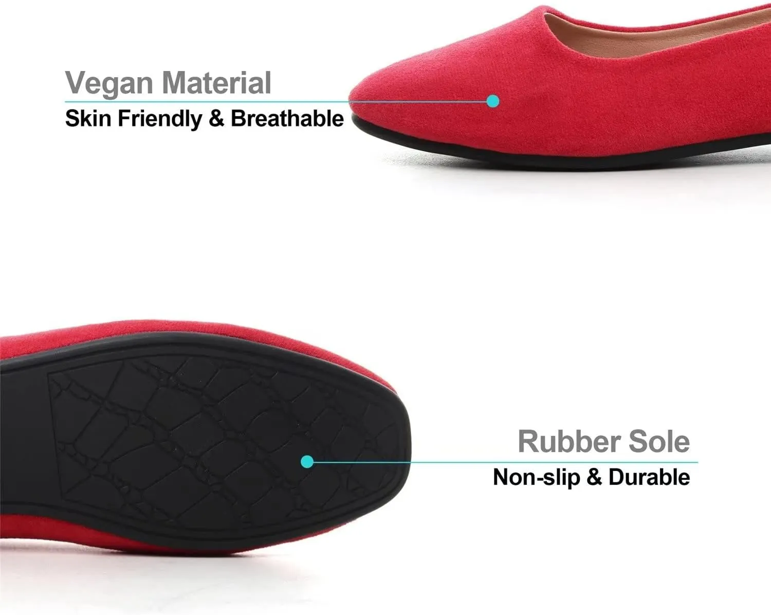 Hee grand Classic Solid Square Toe Ballet Flats for Women Comfort Casual Flats Lightweight Slip on Loafers Suede Dress Shoes