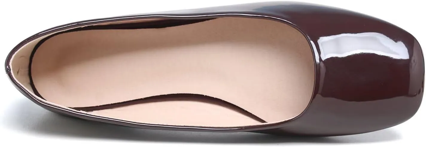 Hee grand Women's Flats Square Toe Ballet Shoes Casual Flats Satin Dress Shoes Comfort Slip-On Loafers