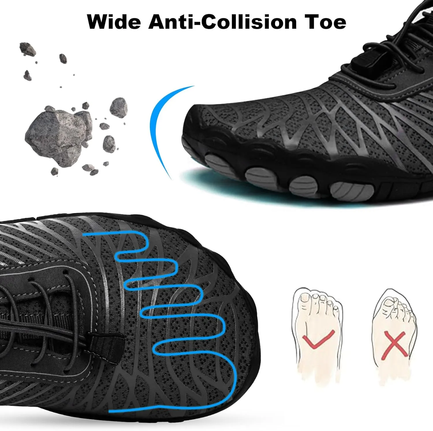Hike Barefoot Water Shoes, Grounded Footwear Pro Barefoot Shoes Women Men, Non-Slip Athletic Hiking Trail Running Shoe, Breathable Zero Drop Water Shoe Wide Toe Box