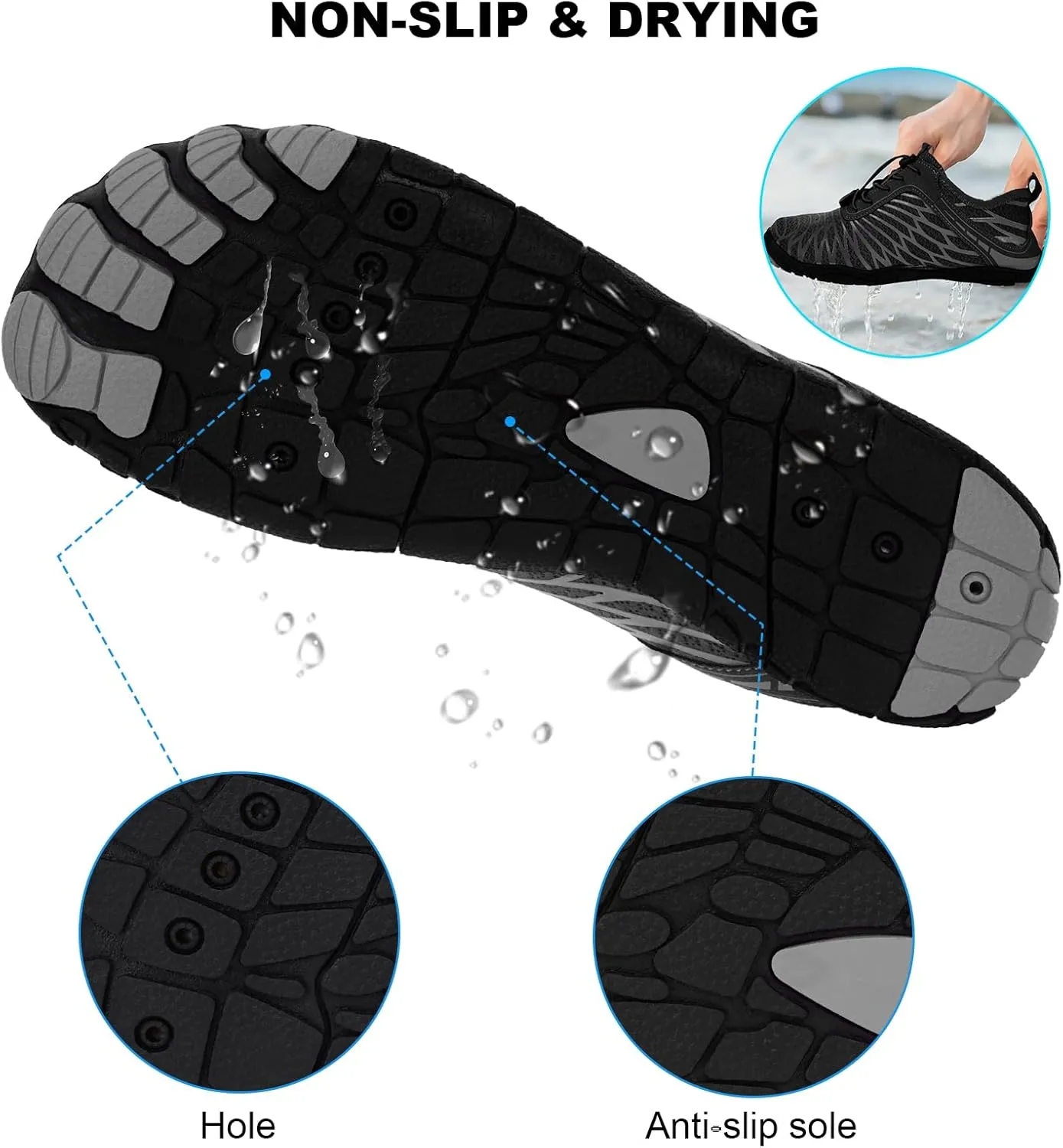 Hike Barefoot Water Shoes, Grounded Footwear Pro Barefoot Shoes Women Men, Non-Slip Athletic Hiking Trail Running Shoe, Breathable Zero Drop Water Shoe Wide Toe Box