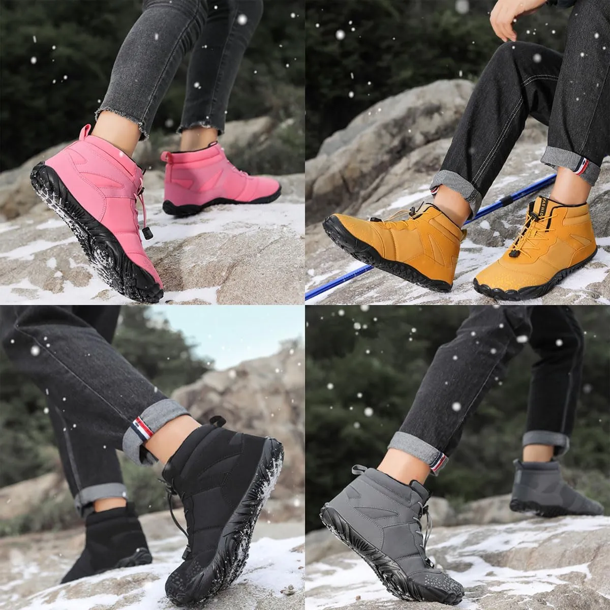 Hike Winter Footwear Barefoot Womens, Warm Waterproof Hiking Winter Barefoot Shoes Men, Anti-slip Barefoot Boots Winter