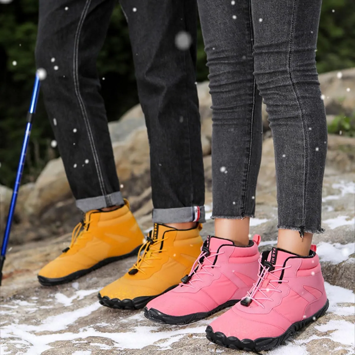 Hike Winter Footwear Barefoot Womens, Warm Waterproof Hiking Winter Barefoot Shoes Men, Anti-slip Barefoot Boots Winter