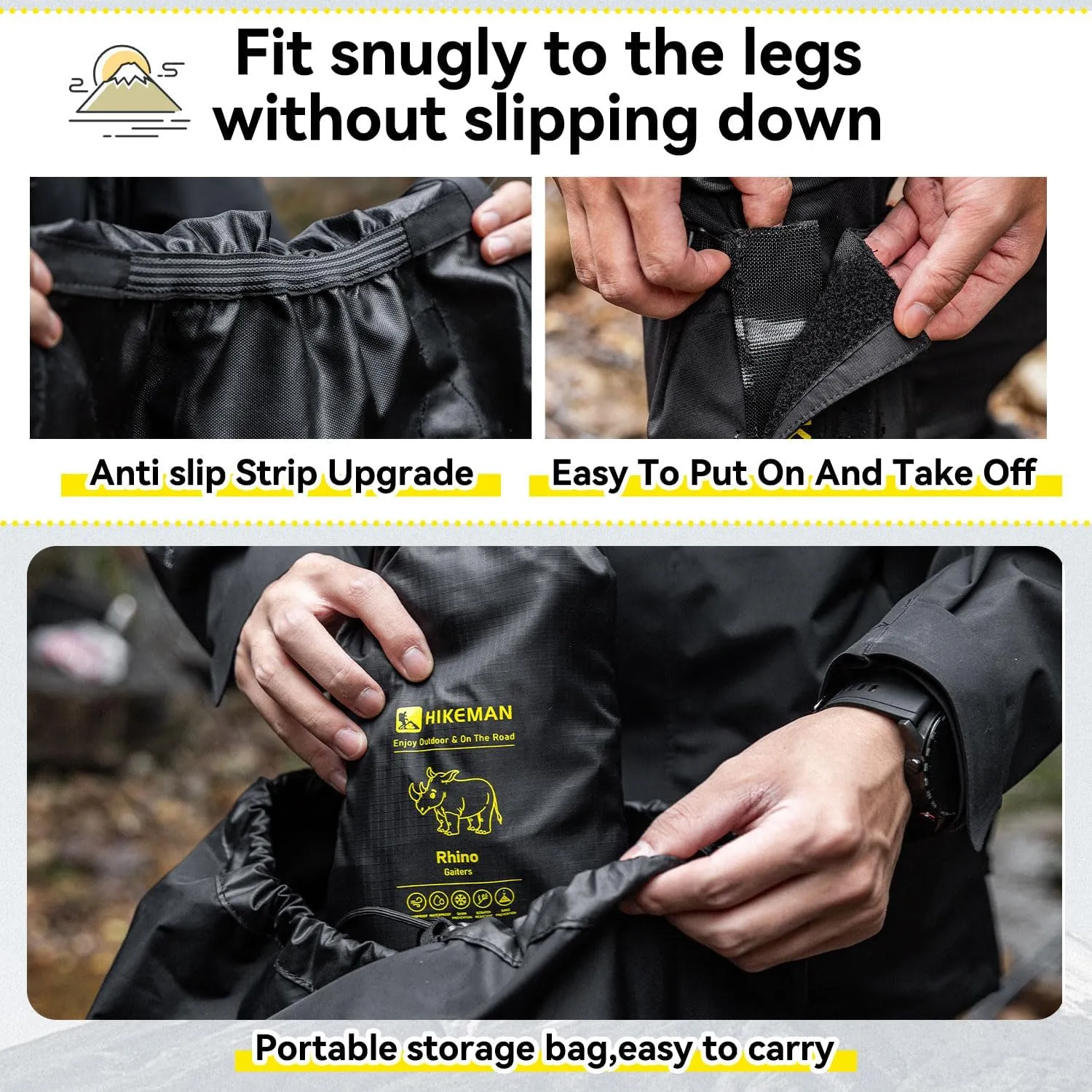 HIKEMAN Adjustable Snow Leg Gaiters - Waterproof Boot Gaiters,Lightweight Leg Guards for Hiking Walking Climbing Hunting Skiing