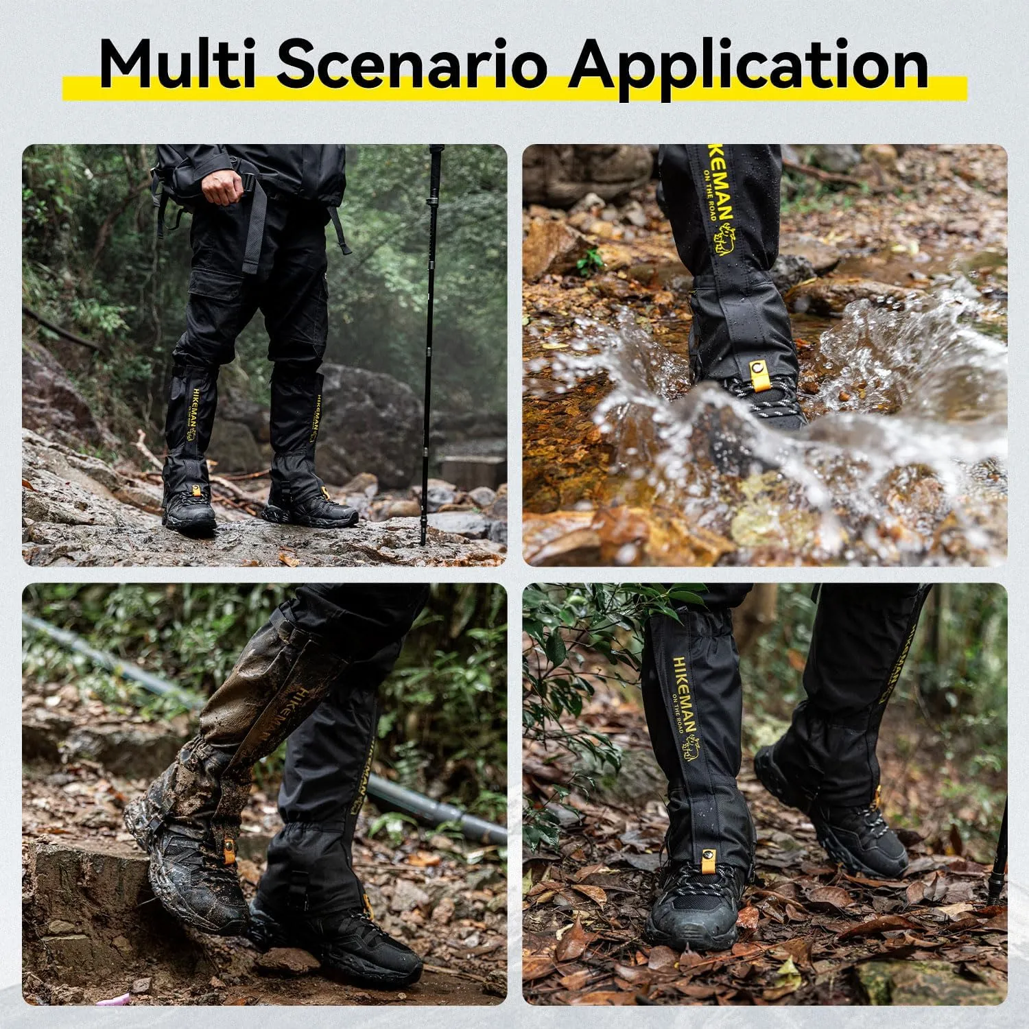 HIKEMAN Adjustable Snow Leg Gaiters - Waterproof Boot Gaiters,Lightweight Leg Guards for Hiking Walking Climbing Hunting Skiing