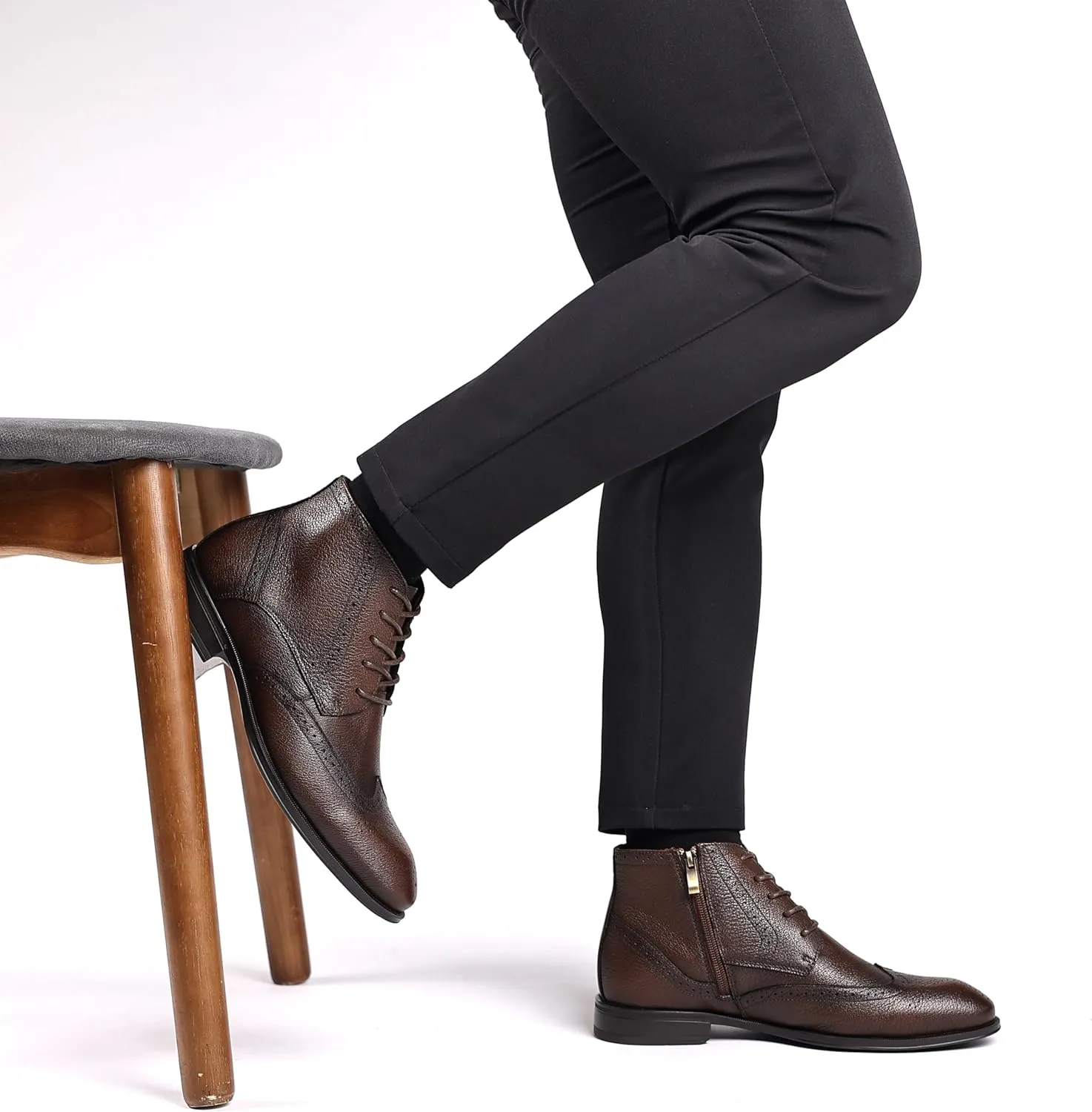 Holy dove Chelsea Boots Men – Genuine Leather,Chelsea Boots for Men with Side Zipper, Casual Slip-On Ankle Boots, Chukka & Oxford Style Dress Boots