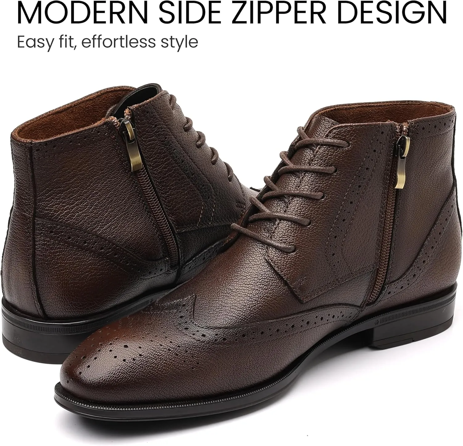 Holy dove Chelsea Boots Men – Genuine Leather,Chelsea Boots for Men with Side Zipper, Casual Slip-On Ankle Boots, Chukka & Oxford Style Dress Boots