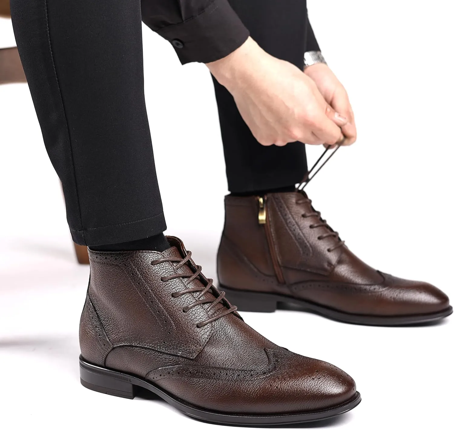 Holy dove Chelsea Boots Men – Genuine Leather,Chelsea Boots for Men with Side Zipper, Casual Slip-On Ankle Boots, Chukka & Oxford Style Dress Boots