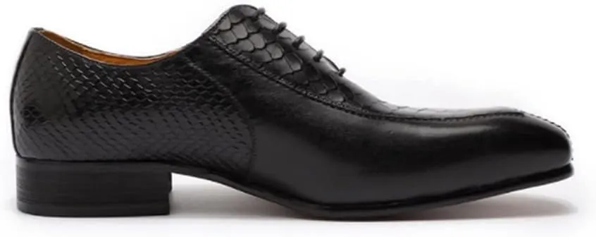 HOOENG Dress Shoes for Men Lace Up Split Toe Pointed Toe Crocodile Raised Cowhide Non Slip Rubber Sole Block Heel Classical (Color : Black, Size : 11)