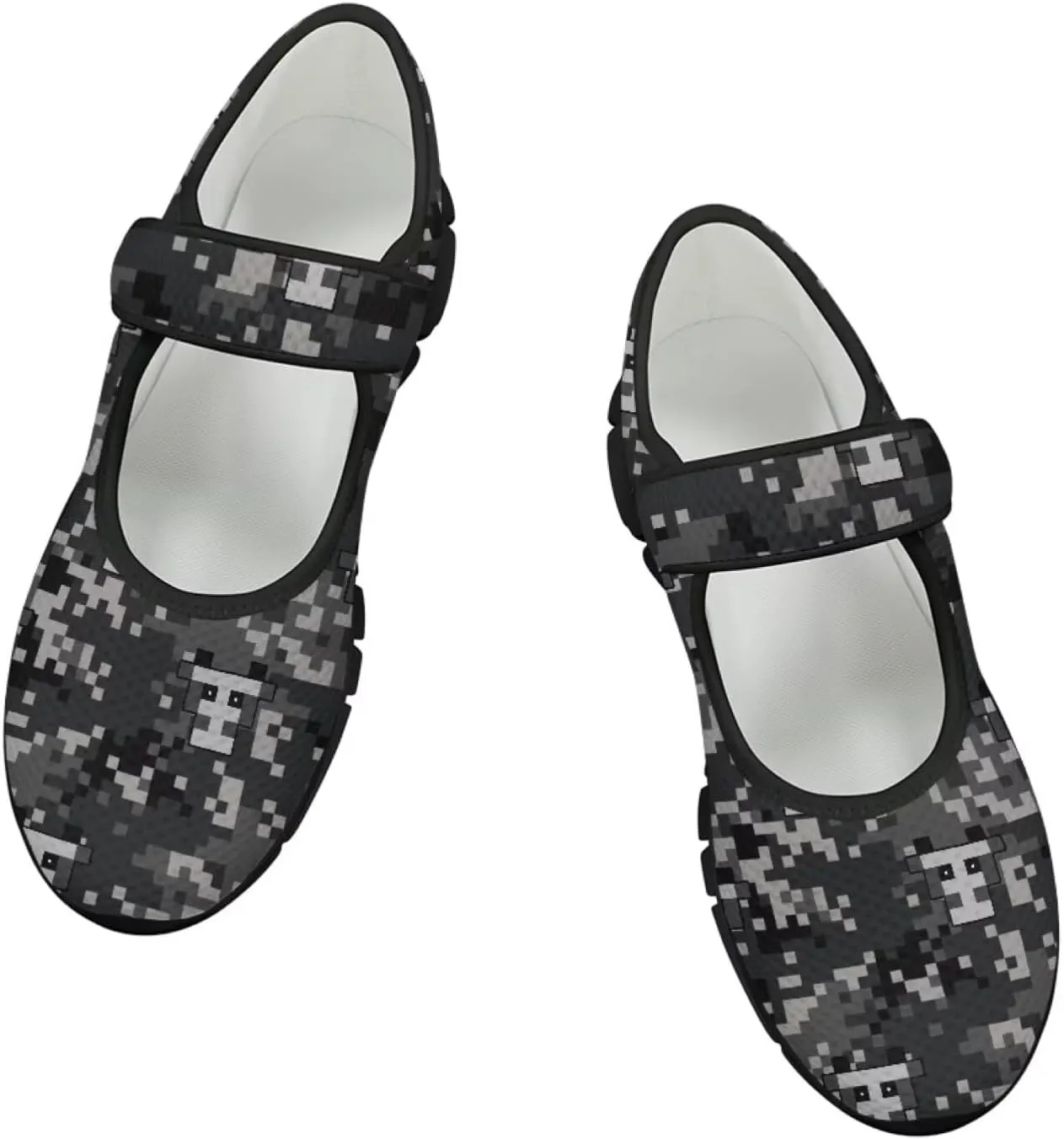 Howilath Camouflage Women's Ballet Flats Round Toe Mary Jane Shoes Single Buckle Flats Shoes Casual Flats Shoes