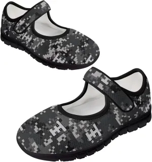 Howilath Camouflage Women's Ballet Flats Round Toe Mary Jane Shoes Single Buckle Flats Shoes Casual Flats Shoes