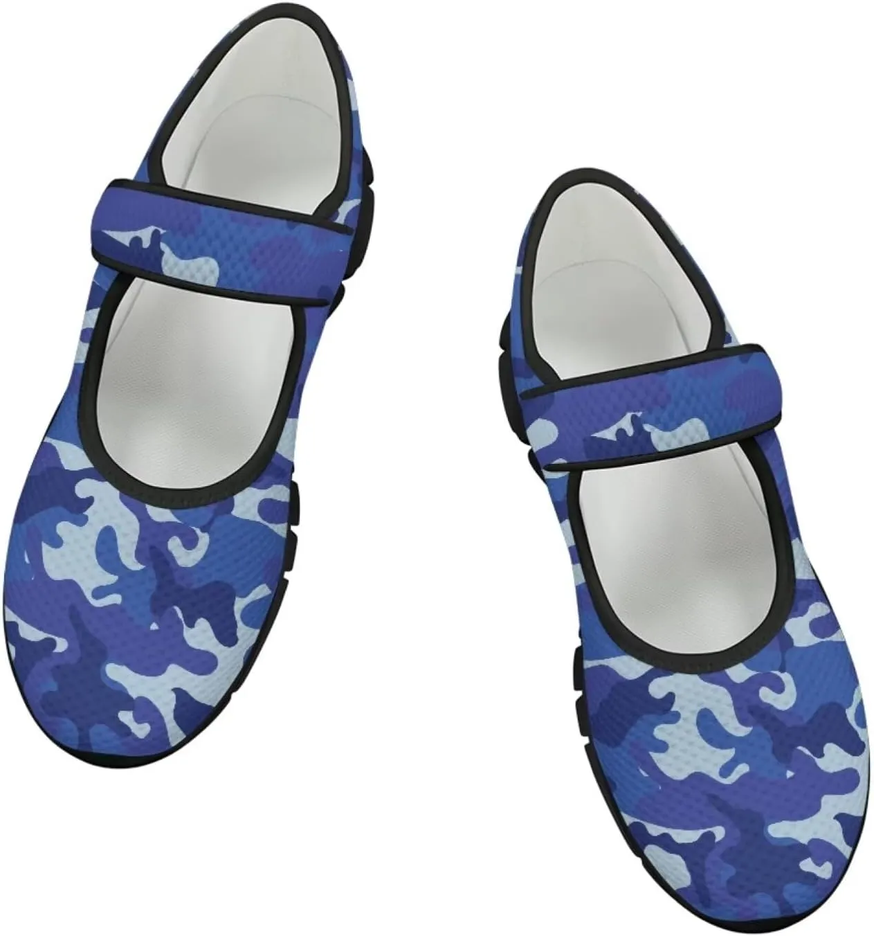 Howilath Camouflage Women's Ballet Flats Round Toe Mary Jane Shoes Single Buckle Flats Shoes Casual Flats Shoes