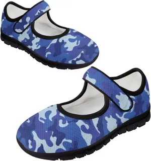 Howilath Camouflage Women's Ballet Flats Round Toe Mary Jane Shoes Single Buckle Flats Shoes Casual Flats Shoes