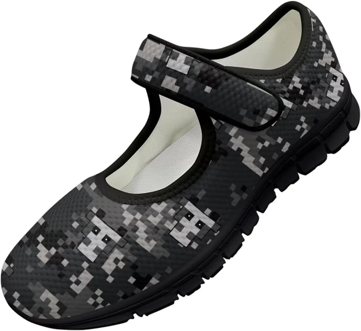 Howilath Camouflage Women's Ballet Flats Round Toe Mary Jane Shoes Single Buckle Flats Shoes Casual Flats Shoes