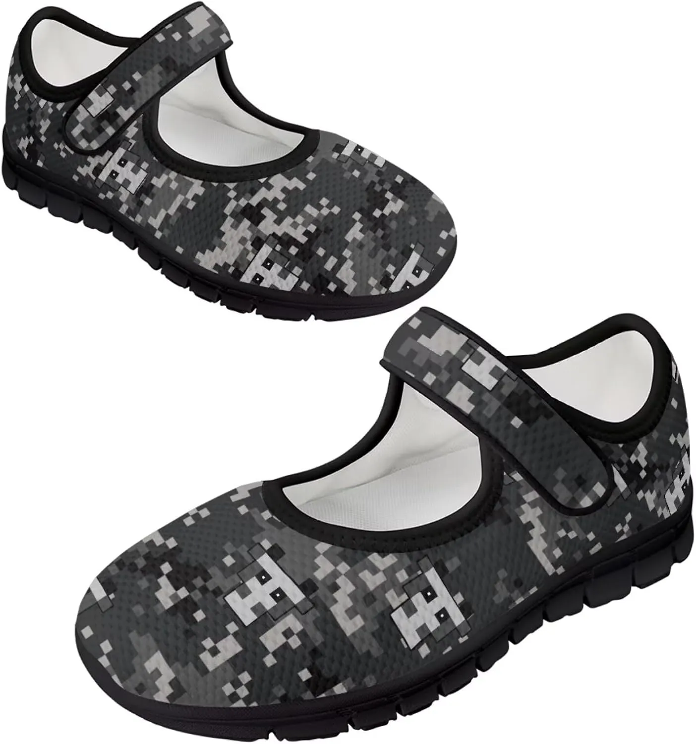 Howilath Camouflage Women's Ballet Flats Round Toe Mary Jane Shoes Single Buckle Flats Shoes Casual Flats Shoes