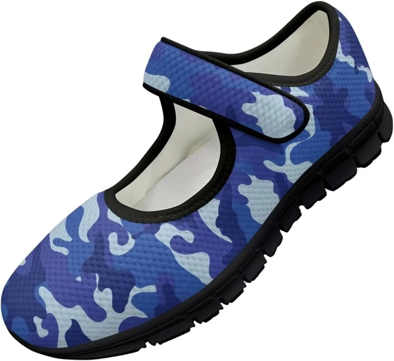 Howilath Camouflage Women's Ballet Flats Round Toe Mary Jane Shoes Single Buckle Flats Shoes Casual Flats Shoes