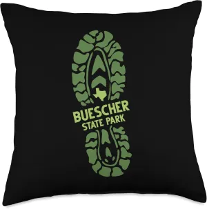 I Love Buescher State Park Texas TX Hiking Boot Print Throw Pillow