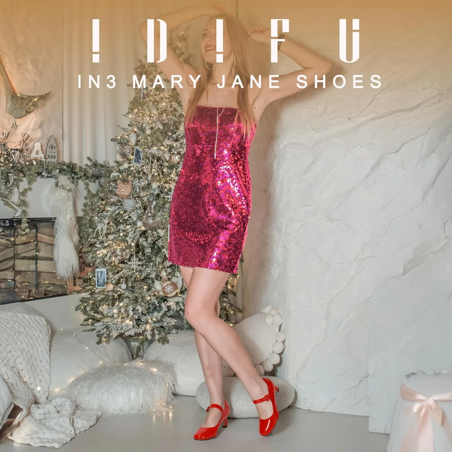 IDIFU IN3 Mary Jane Shoes Women's Closed Round Toe Low Short Small Heels Dressy Heeled Dress Shoes for Women Bride Ladies Wedding Work Comfortable Trendy Pumps with Round Buckle