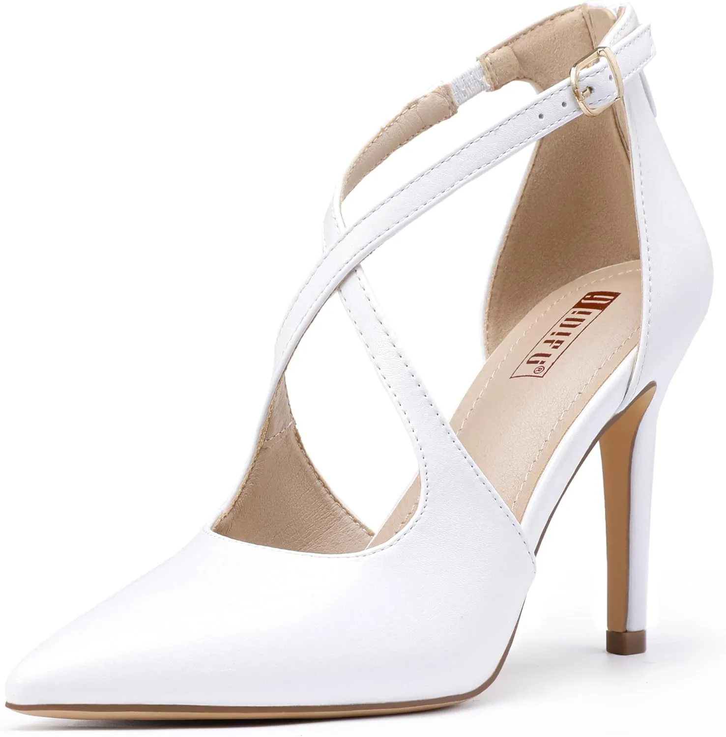 IDIFU IN4 Women's Pumps Closed Toe Stiletto Heels Strappy Wedding Bridal Office Homecoming Work Prom Dress Shoes Bride Comfortable Dressy Formal Pointed Toe Zip