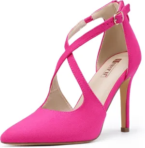 IDIFU IN4 Women's Pumps Closed Toe Stiletto Heels Strappy Wedding Bridal Office Homecoming Work Prom Dress Shoes Bride Comfortable Dressy Formal Pointed Toe Zip