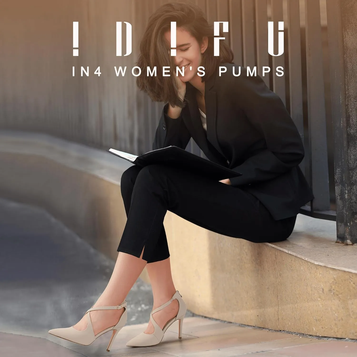 IDIFU IN4 Women's Pumps Closed Toe Stiletto Heels Strappy Wedding Bridal Office Homecoming Work Prom Dress Shoes Bride Comfortable Dressy Formal Pointed Toe Zip