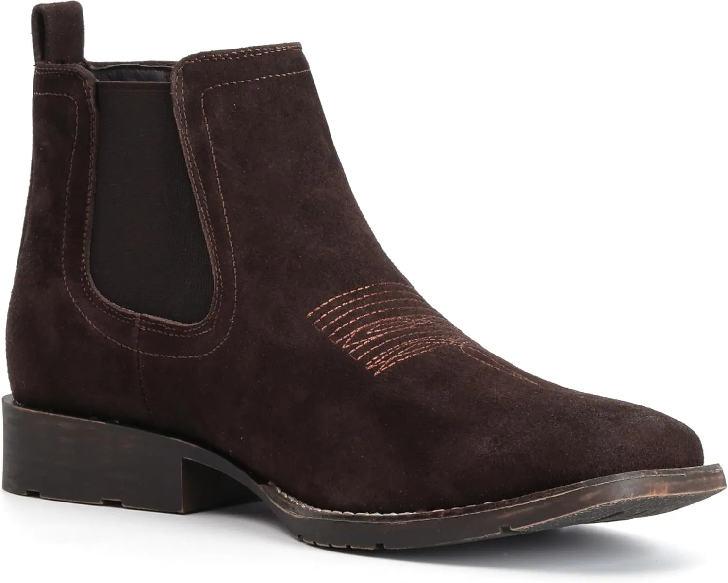 IUV Genuine Cowhide Suede Chelsea Boots For Men Western Boots Ankle Boot Casual Dress Slip On